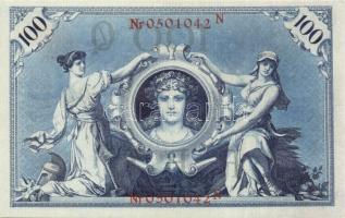 Német Birodalom / Császárság 1908. 100M (5x) piros bélyegzős variáns egymás utáni sorszámokkal T:II+...