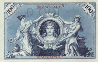 Német Birodalom / Császárság 1908. 100M (5x) piros bélyegzős variáns egymás utáni sorszámokkal T:II+...