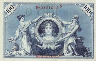 Német Birodalom / Császárság 1908. 100M (5x) piros bélyegzős variáns egymás utáni sorszámokkal T:II+...