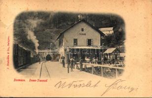 1899 (Vorläufer) Ivan planina, Bosnien, Ivan Tunnel. J. Studnicka & Co. / railway statin with tu...