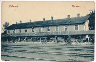 Kőrös, Krizevac, Krizevci; Krizevici Kolodvor / vasútállomás / railway station. W. L. Bp. 1579. (EK)