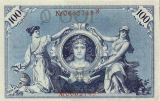 Német Birodalom / Császárság 1908. 100M (5x) piros bélyegzős variáns, közte egymás utáni sorszámokka...