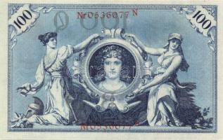 Német Birodalom / Császárság 1908. 100M (5x) piros bélyegzős variáns, közte egymás utáni sorszámokka...