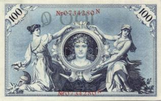 Német Birodalom / Császárság 1908. 100M (4x) piros bélyegzős variáns közeli sorszámokkal T:II+ (alig...