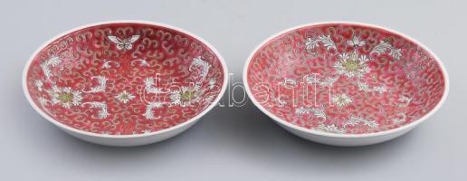 Jingdezhen Mun Shou mázas tálka pár. Jelzett, hibátlan, d: 14 cm