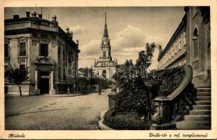 1947 Miskolc, Deák tér a református templommal. Márton Jenő felvétele + tábori posta