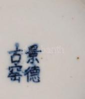 Jing De Gu Yao tál. Kína, 20. sz. második fele, jelzett, hibátlan, d: 14,5 cm