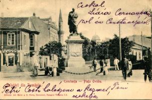 1902 Constanta, Piata Ovidiu / square and monument, shop of P. Ifcovici (EK)