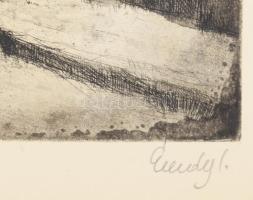 Élesdy István (1912-1987): Budavári utcarészlet. Rézkarc, papír, jelzett, üvegezett fakeretben, 28x3...