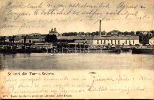 1907 Turnu Severin, Szörényvár; Portul / port on the Danube (Rb)