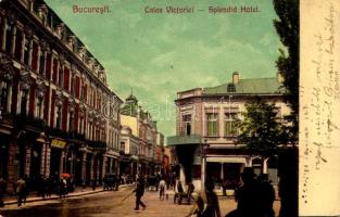 1906 Bucharest, Bukarest, Bucuresti, Bucuresci; Calea Victoriei, Splendid Hotel, Farmacia / street, hotel, pharmacy, shop (worn corners)