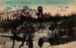 1923 Bucharest, Bukarest, Bucuresti, Bucuresci; Turnul Vlad Tepes, Parcul Carol / castle, tower, park in winter (EK)