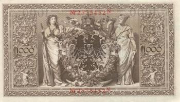 Német Birodalom / Császárság 1910. 1000M (3x) háború utáni nyomat piros bélyegzővel, közte közeli so...