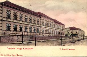 1904 Nagykanizsa, Új honvéd laktanya. Alt és Böhm kiadása + "NAGY-KANIZSA - BÉCS 24. SZ. A"...