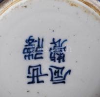 Fedeles bowl. cca 1900, Kína vagy Vietnám, jelzett, kis lepattogzásokkal, d: 14 cm, m: 14 cm