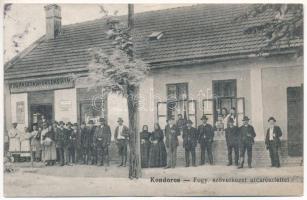 1922 Kondoros, Fogyasztási szövetkezet üzlete utca részlettel (ázott / wet damage)