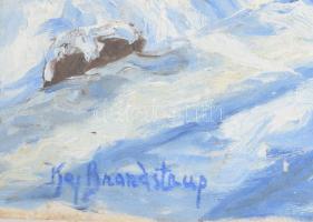 Brandstrup jelzéssel: Téli táj. Olaj, vászon. Sérült. 91×67 cm