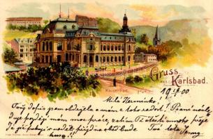 1900 Karlovy Vary, Karlsbad; Kaiserbad / spa. Friedr. Kirchner Art Nouveau, litho (gyűrődések / creases)