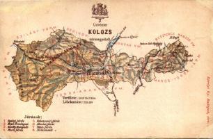 Kolozs vármegye térképe. Károlyi Gy. kiadása / Map of Cluj county (r)