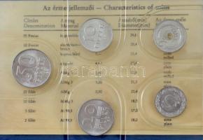 1989. 2f-20Ft (10xklf) érmés forgalmi sor "Magyar Népköztársaság forgalmi érméi" sötétkék ...