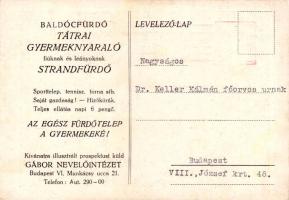 Baldóc, Baldócz-fürdő, Kúpele Baldovce; Tátrai gyermeknyaraló fiúknak és lányoknak, strandfürdő, spo...