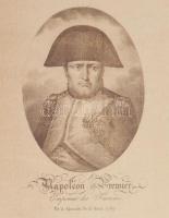 Nepóleont ábrázoló metszet után készült nyomat, üvegezett fa keretben, teljes méret 36x27 cm