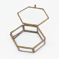 2 db réz tároló vitrin 8, 9 cm, XIX.sz