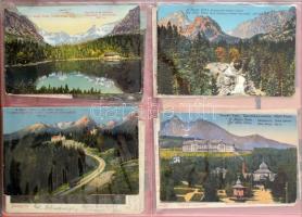 FELVIDÉK - 32 db RÉGI felvidéki képeslap albumban, sok Tátrai lappal, Feitzinger kiadások és hosszú ...