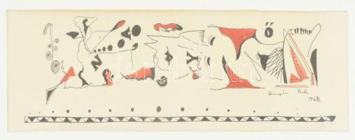 Olvashatatlan jelzéssel: Nagy Ő. Tus, papír. Üvegezett fakeretben, 8×27,5 cm