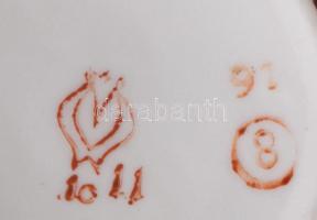 Orosz porcelán teás készlet, jelzett, eredeti dobozában, hiánnyal