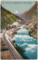 1918 Chemin de fer Viége-Zermatt et la Viége (Vispbach) / railway line between Zermatt and Visp, train, river + Zensuriert K.u.k. Zensurstelle FELDKIRCH 699 (EK)