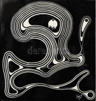 Olvashatatlan jelzéssel (erdélyi magyar művész?): Vonagló vonalak. Tus, fedőfehér, papír. Üvegezett ...