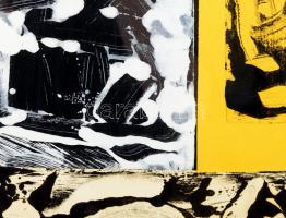 Tavaszy Noémi (1927-2018), 9 db mű egy keretben: Gesztusok. Vegyes technika, papír. Jelzés nélkül. Ü...