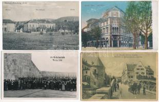 6 db RÉGI külföldi város képeslap vegyes minőségben / 6 pre-1945 European town-view postcards in mixed quality: Deutsch-Altenburg, Gorizia, Bolzano, Bruneck (Brunico), Berlon, New York litho