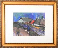 Szegedi Zoltán (1941-): Falu. pasztell, papír, jelezve jobbra lent. 34,5x50 cm. Dekoratív, üvegezett...