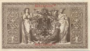 Német Birodalom / Császárság 1910. 1000M (3x) háború utáni nyomat piros bélyegzővel, zöld fázercsíkk...