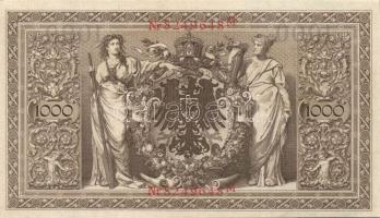 Német Birodalom / Császárság 1910. 1000M (3x) háború utáni nyomat piros bélyegzővel, zöld fázercsíkk...
