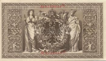 Német Birodalom / Császárság 1910. 1000M (3x) háború utáni nyomat piros bélyegzővel, zöld fázercsíkk...