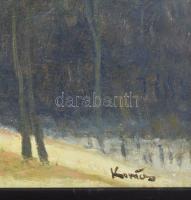 Kovács jelzéssel: Tanya. Olaj, farost. 31x40 cm. Dekoratív fakeretben