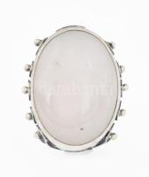 Ezüst (Ag) gyűrű, jelzett, nagyméretű holdkő berakással, bruttó: 27g