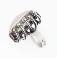 Ezüst (Ag) gyűrű, jelzett, nagyméretű holdkő berakással, bruttó: 27g