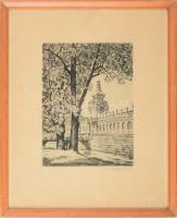 Olvashatatlan jelzéssel: Zwinger, Drezda (Dresden). Rézkarc, papír. 20x15 cm. Üvegezett fakeretben