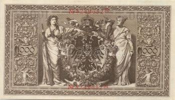 Német Birodalom / Császárság 1910. 1000M (4x) háború utáni nyomat piros bélyegzővel, zöld fázercsíkk...