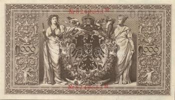 Német Birodalom / Császárság 1910. 1000M (4x) háború utáni nyomat piros bélyegzővel, zöld fázercsíkk...