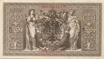 Német Birodalom / Császárság 1910. 1000M (4x) háború utáni nyomat piros bélyegzővel, zöld fázercsíkk...
