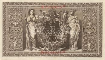 Német Birodalom / Császárság 1910. 1000M (4x) háború utáni nyomat piros bélyegzővel, zöld fázercsíkk...