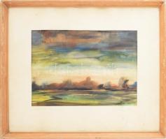 Olvashatatlan jelzéssel (Kalina József?): Kenézlői táj. Akvarell, papír. 23x33,5 cm. Üvegezett faker...