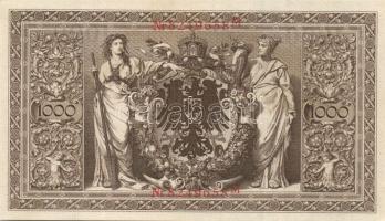 Német Birodalom / Császárság 1910. 1000M (5x) háború utáni nyomat piros bélyegzővel, zöld fázercsíkk...