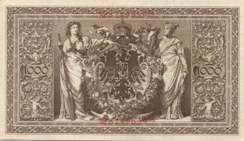 Német Birodalom / Császárság 1910. 1000M (5x) háború utáni nyomat piros bélyegzővel, zöld fázercsíkk...