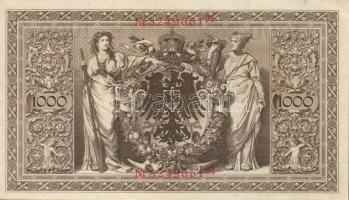 Német Birodalom / Császárság 1910. 1000M (5x) háború utáni nyomat piros bélyegzővel, zöld fázercsíkk...